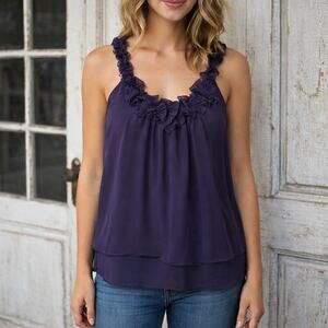 Rebecca Taylor Purple Sheer Floral Tank Top Women’s 6 Layered Blouse